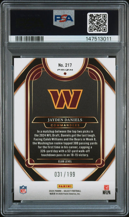 2024 PANINI SELECT 217 JAYDEN DANIELS WHITE SHOCK PSA 10