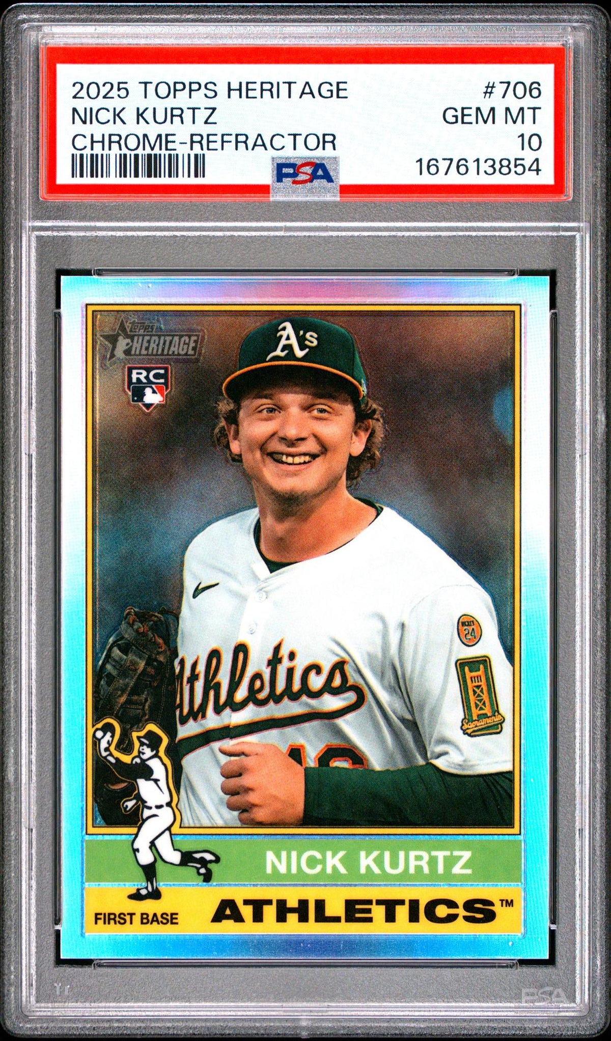 2025 Topps Heritage 706 Nick Kurtz Chrome-refractor PSA 10