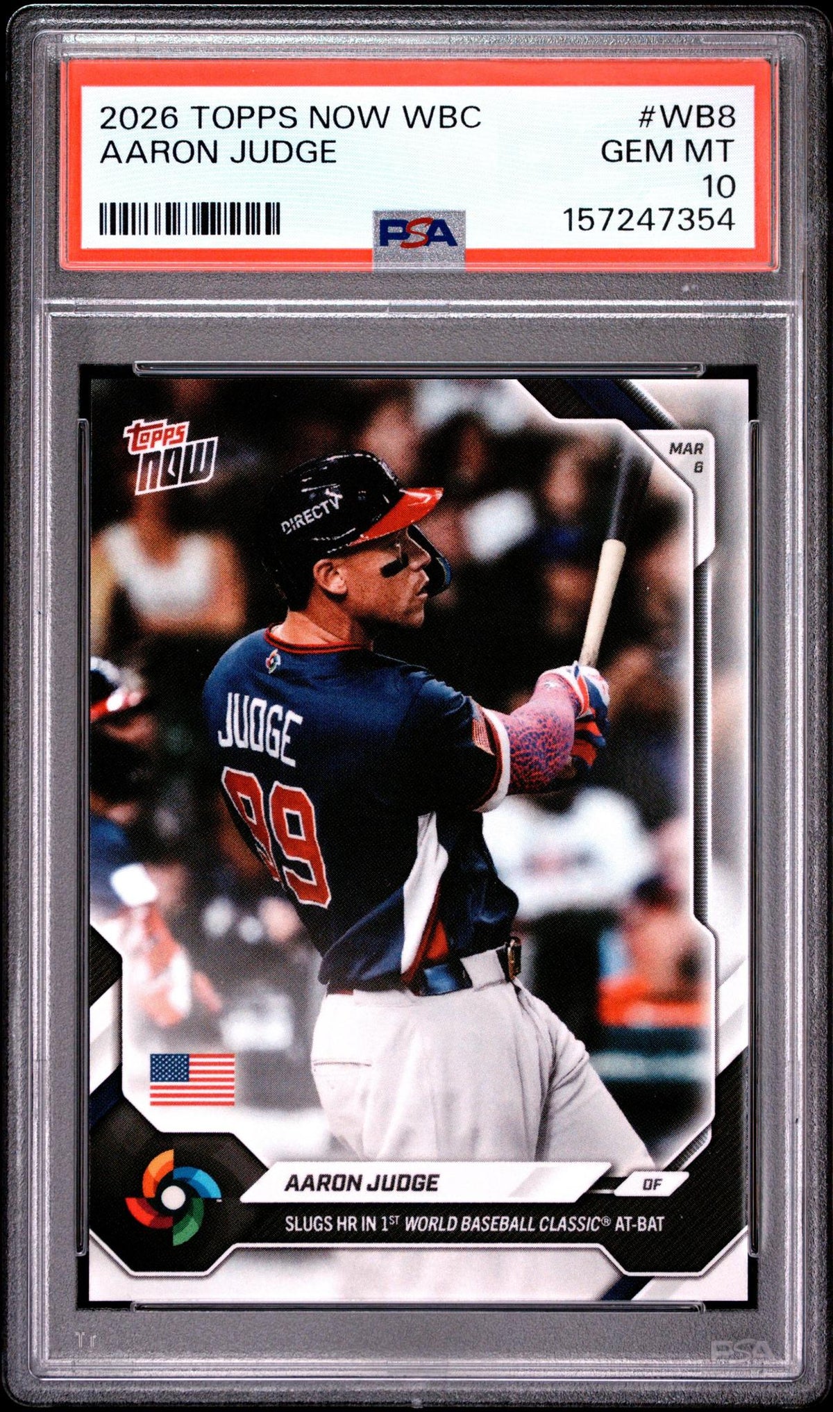 2026 TOPPS NOW WORLD BASEBALL CLASSIC WB8 AARON JUDGE PSA 10