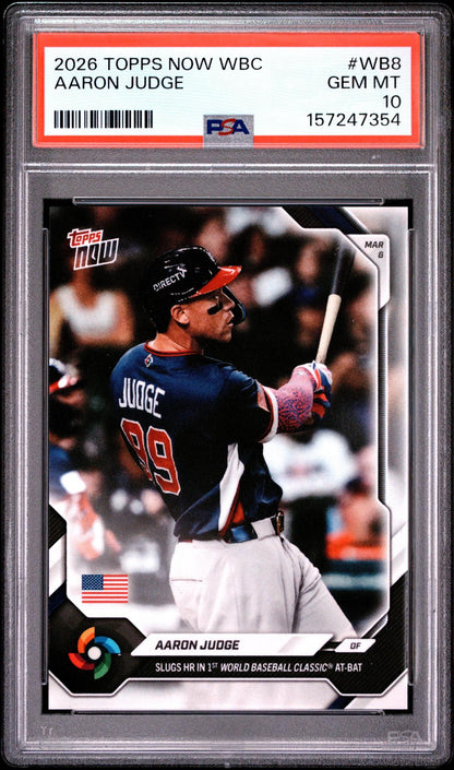 2026 TOPPS NOW WORLD BASEBALL CLASSIC WB8 AARON JUDGE PSA 10