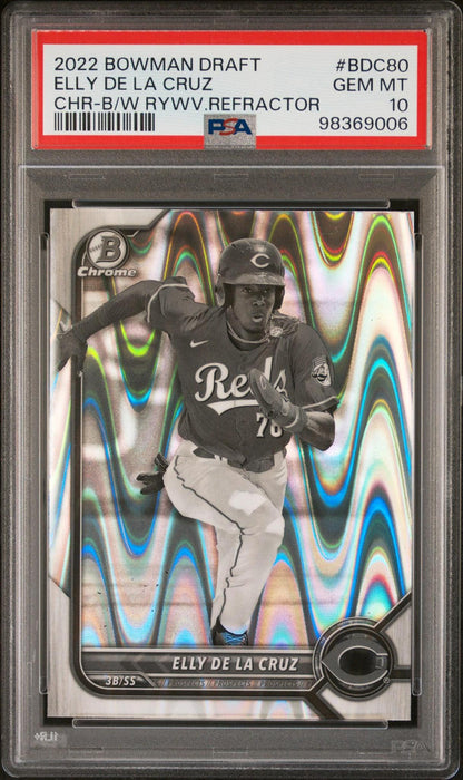2022 Bowman Draft #BDC-80 Elly De La Cruz Chrome Black & White RayWave Refractor PSA 10