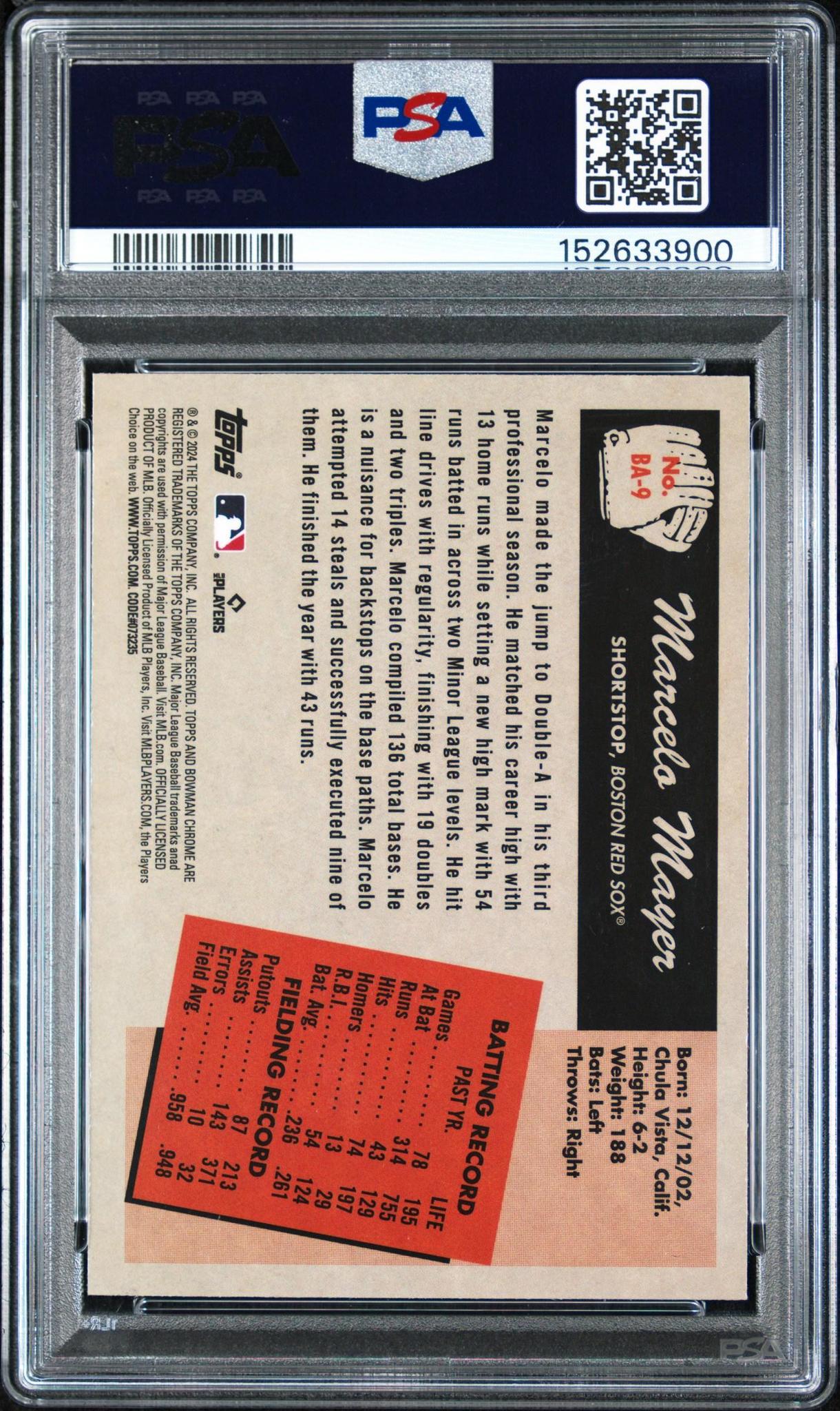 2024 BOWMAN 1955 BOWMAN ANIME BA9 MARCELO MAYER PSA 10