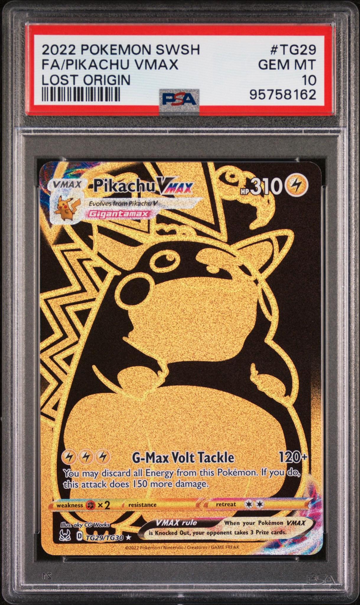 2022 Pokemon Pikachu Vmax TG29 Lost Origin PSA 10