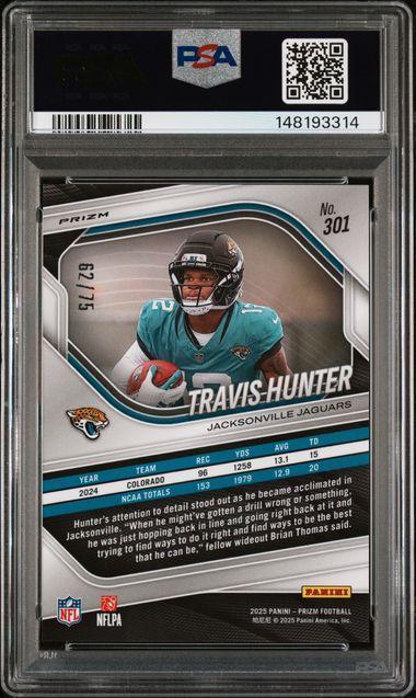 2025 PANINI PRIZM #301 TRAVIS HUNTER GREEN SCOPE PSA 10
