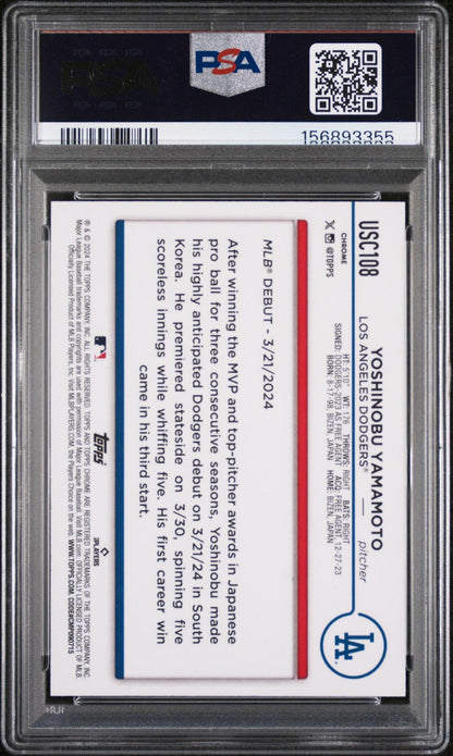2024 TOPPS CHROME UPDATE USC108 YOSHINOBU YAMAMOTO ROOKIE