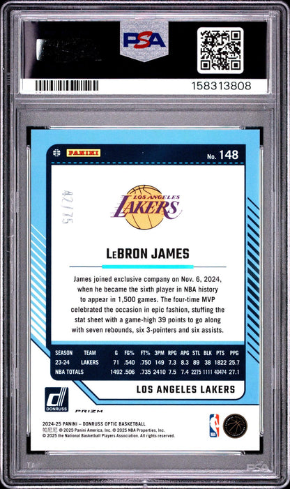2024 PANINI DONRUSS OPTIC 148 LeBRON JAMES RED FAST BREAK PSA 10