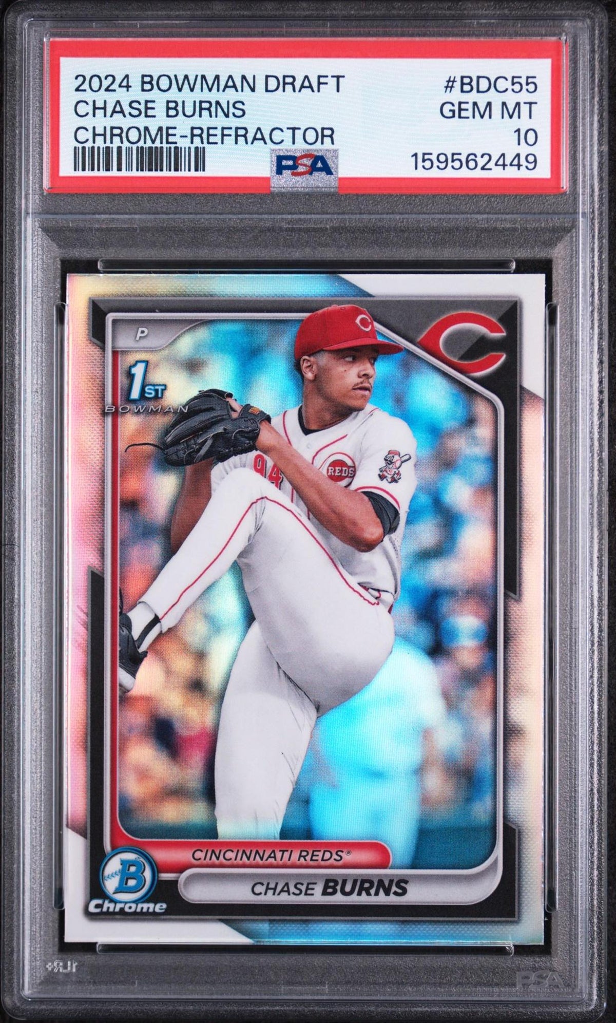 2024 BOWMAN DRAFT BDC55 CHASE BURNS CHROME-REFRACTOR PSA 10