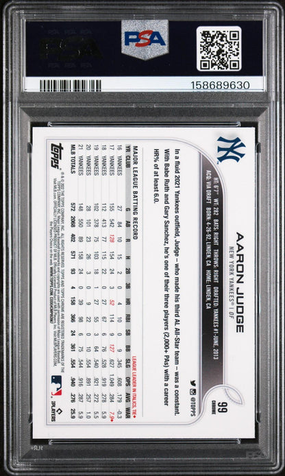 2022 TOPPS CHROME 99 AARON JUDGE X-FRACTOR PSA 10