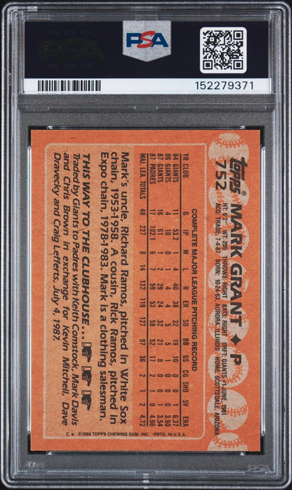 1988 Topps #752 Mark Grant PSA Authentic