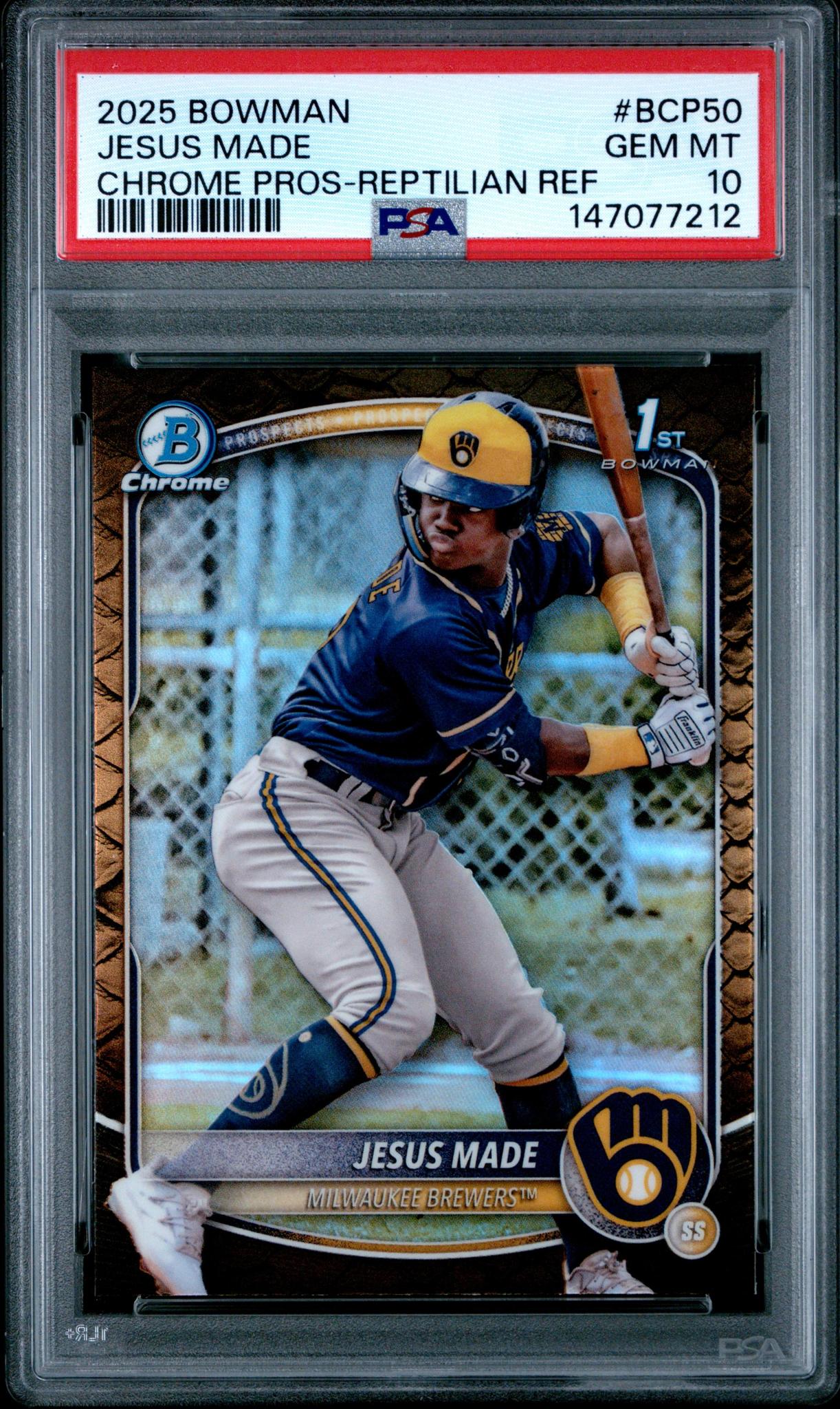 2025 Bowman Jesus Made #BCP50 Reptilian Refractor PSA 10