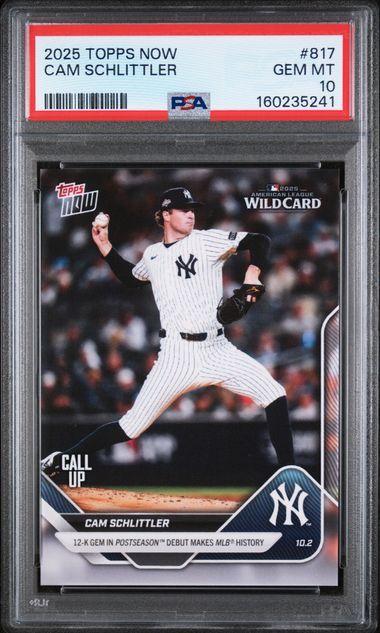 2025 Topps Now Cam Schlittler PSA 10