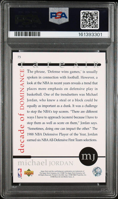 1997 UPPER DECK MJ RARE AIR 73 MICHAEL JORDAN PSA 10