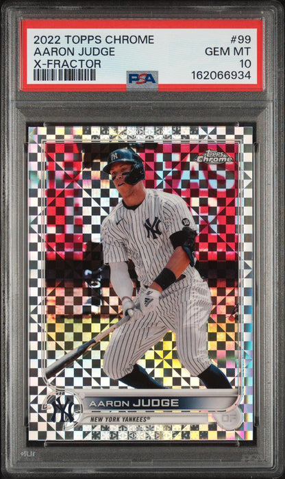 2022 TOPPS CHROME #99 AARON JUDGE X-FRACTOR PSA 10