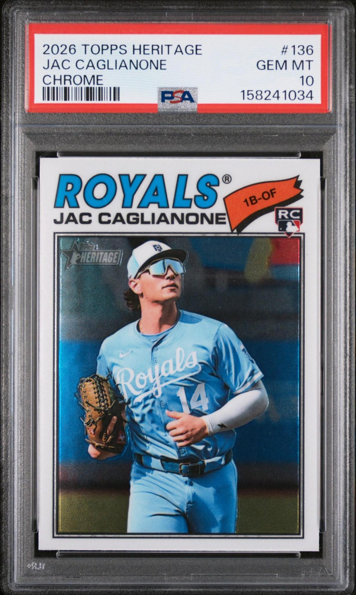 2026 TOPPS HERITAGE 136 JAC CAGLIANONE CHROME PSA 10