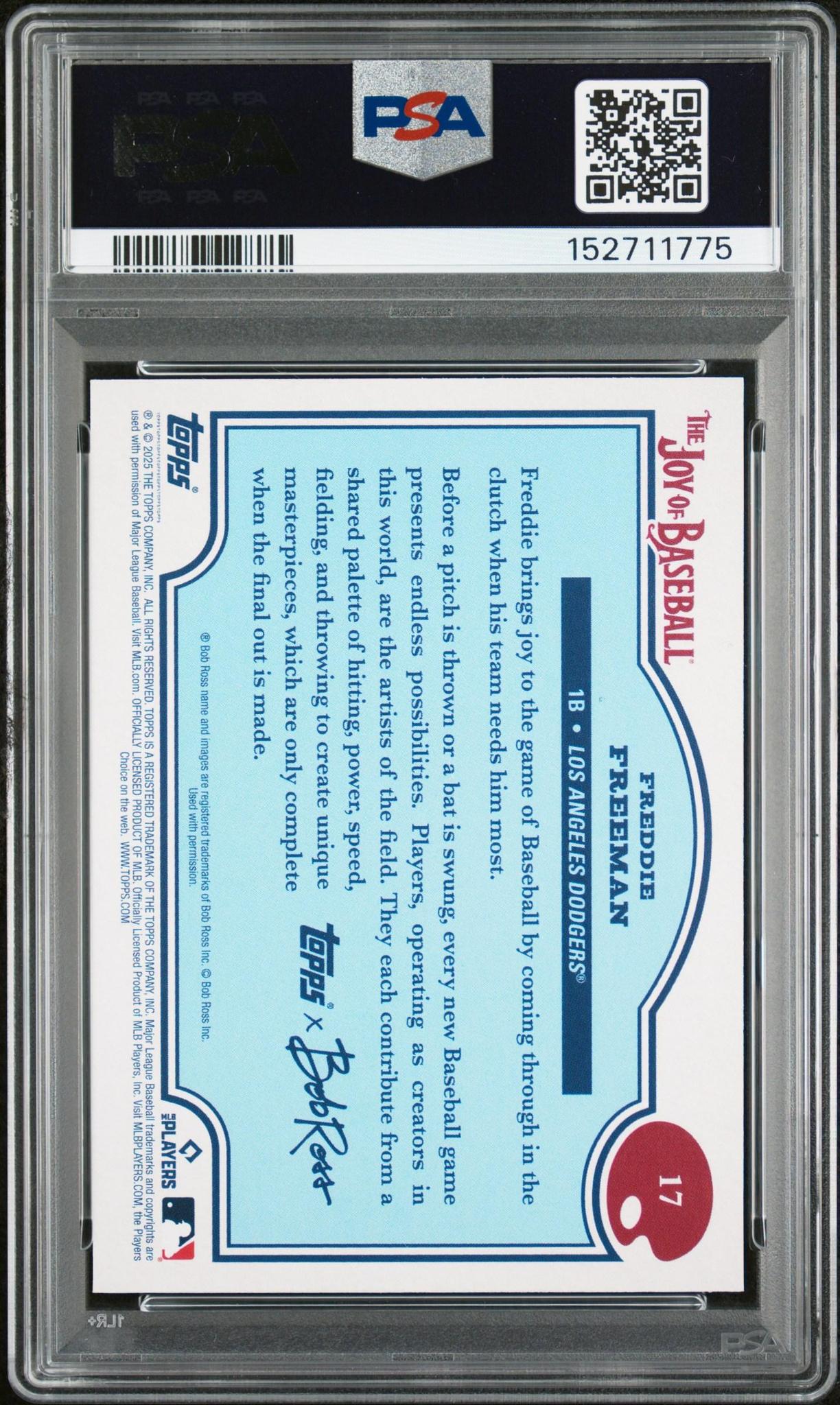 2025 TOPPS X BOB ROSS THE JOY OF BASEBALL 17 FREDDIE FREEMAN EASEL PSA 10