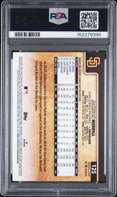 2025 TOPPS #125 JACKSON MERRILL GOLDEN MIRROR PSA AUTO AUTHENTIC