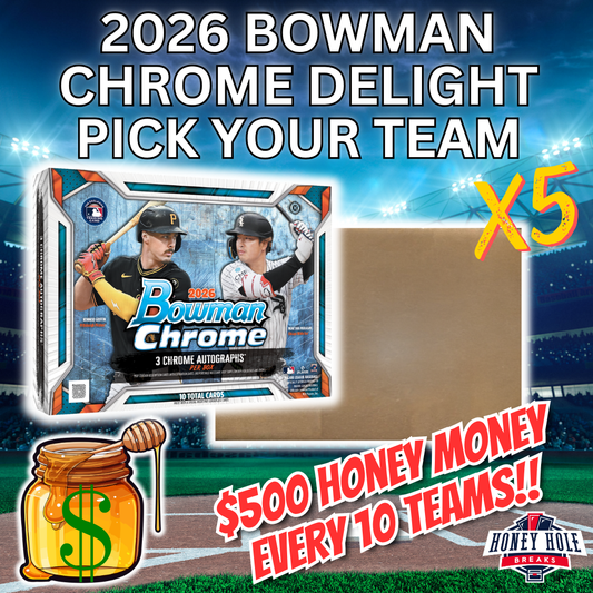 5 FULL CASES 2026 Bowman Chrome Baseball Delight (30 Boxes) - PICK YOUR TEAM Break #2064