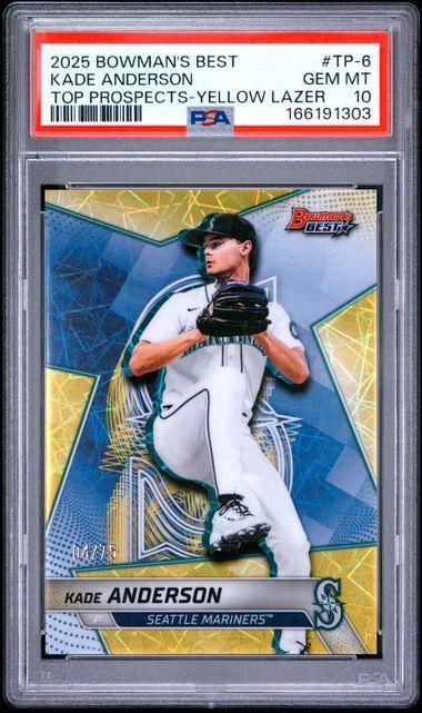 2025 BOWMAN'S BEST TOP PROSPECTS #TP-6 KADE ANDERSON TOP PROSPECTS-YELLOW LAZER