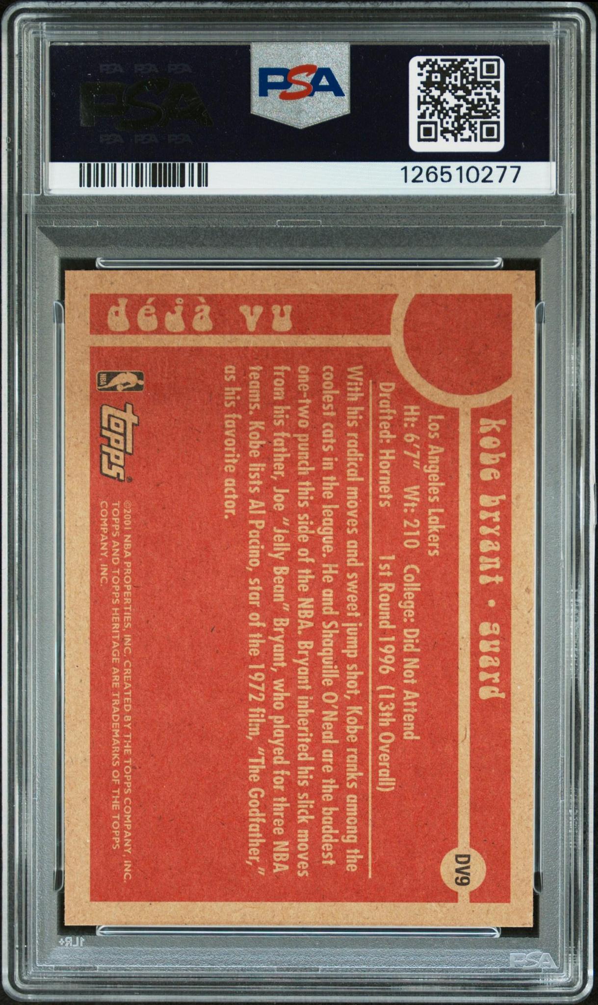 2000 Topps Heritage Deja Vu DV9 Kobe Bryant PSA 10