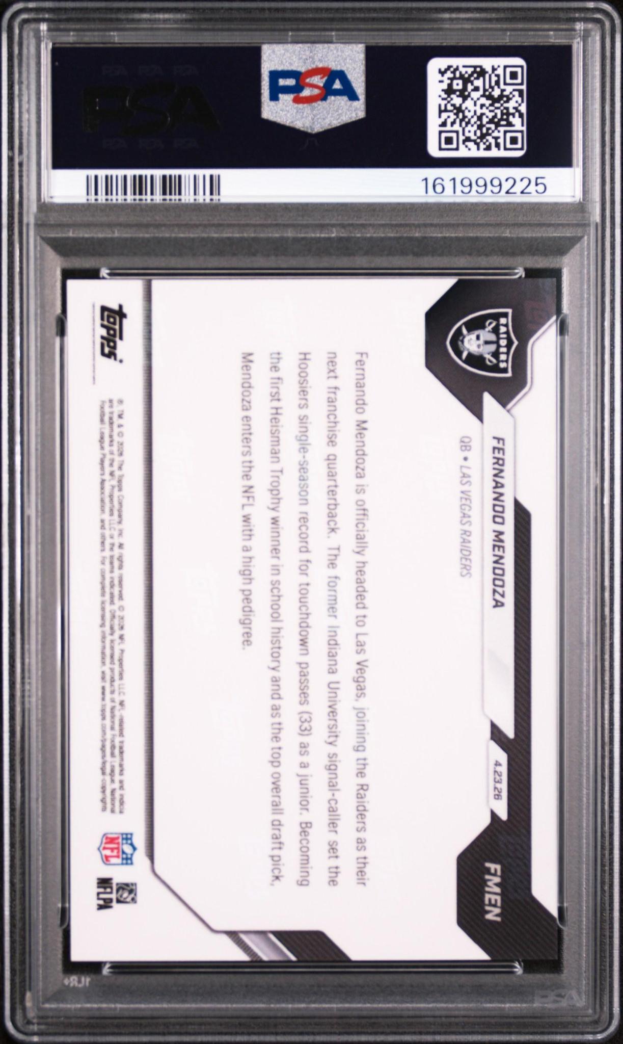 2026 TOPPS NOW FMEN - FERNANDO MENDOZA PSA 10
