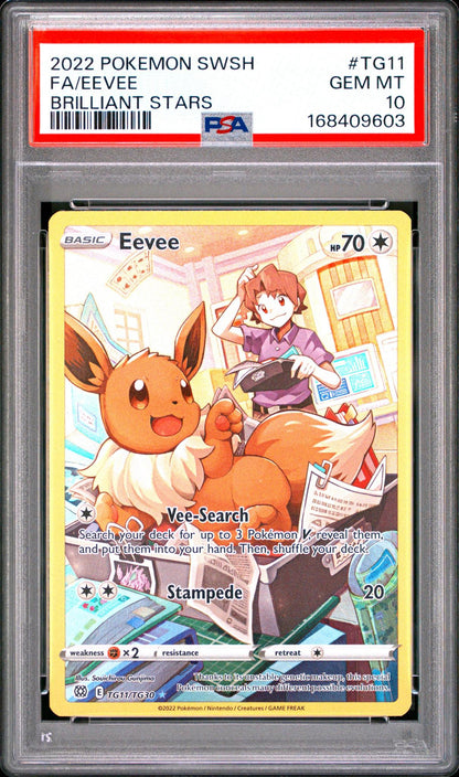 2022 POKEMON SWORD & SHIELD BRILLIANT STARS TG11 FULL ART/EEVEE PSA 10