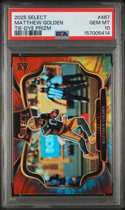 2025 PANINI SELECT 467 MATTHEW GOLDEN TIE-DYE PRIZM PSA 10