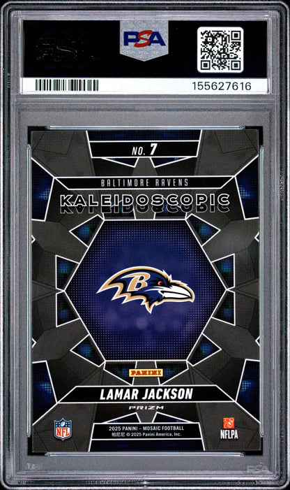 2025 PANINI MOSAIC KALEIDOSCOPIC #7 LAMAR JACKSON PSA 10
