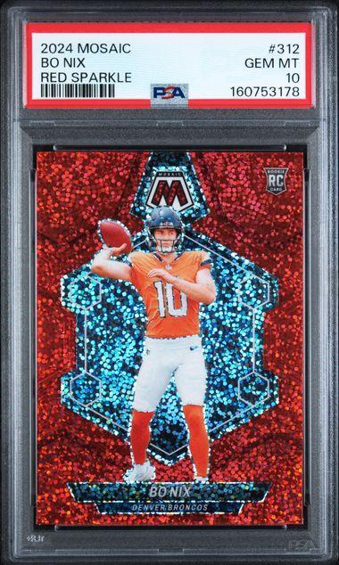 2024 PANINI MOSAIC #312 BO NIX RED SPARKLE PSA 10