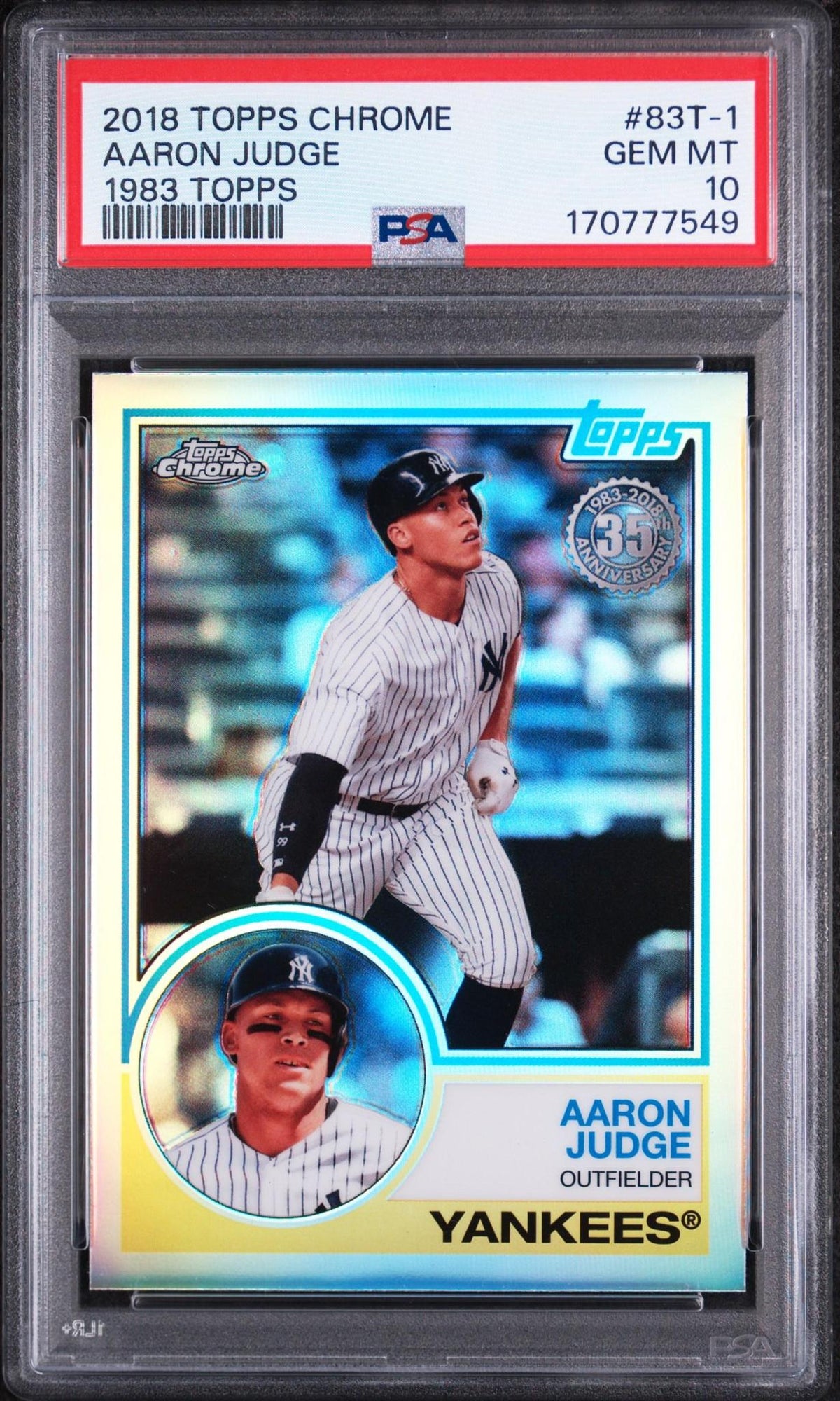 2018 TOPPS CHROME 1983 TOPPS 83T-1 AARON JUDGE PSA 10