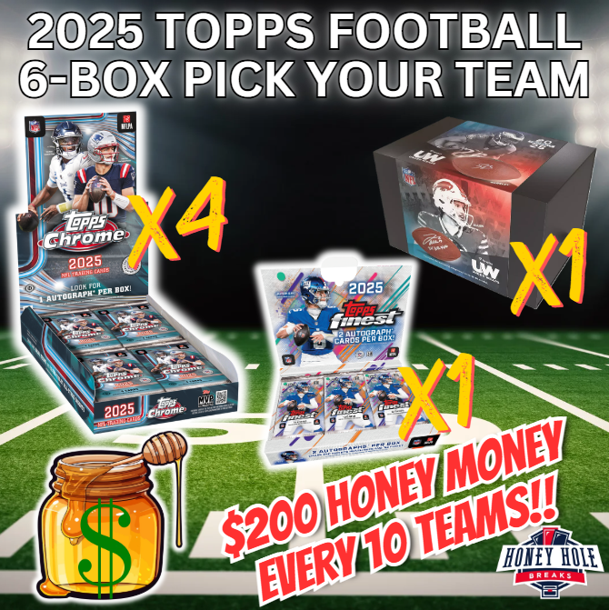 4x '25 Topps Chrome Football Hobby, 1x '25 Topps Finest Football Hobby, 1x '25 Under Wraps NFL Football - Pick Your Team Break #2233