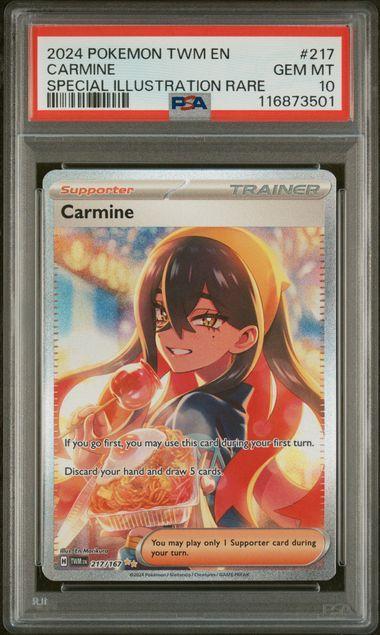 2024 POKEMON TWM EN-TWILIGHT MASQUERADE #217 CARMINE SPECIAL ILLUSTRATION RARE PSA 10