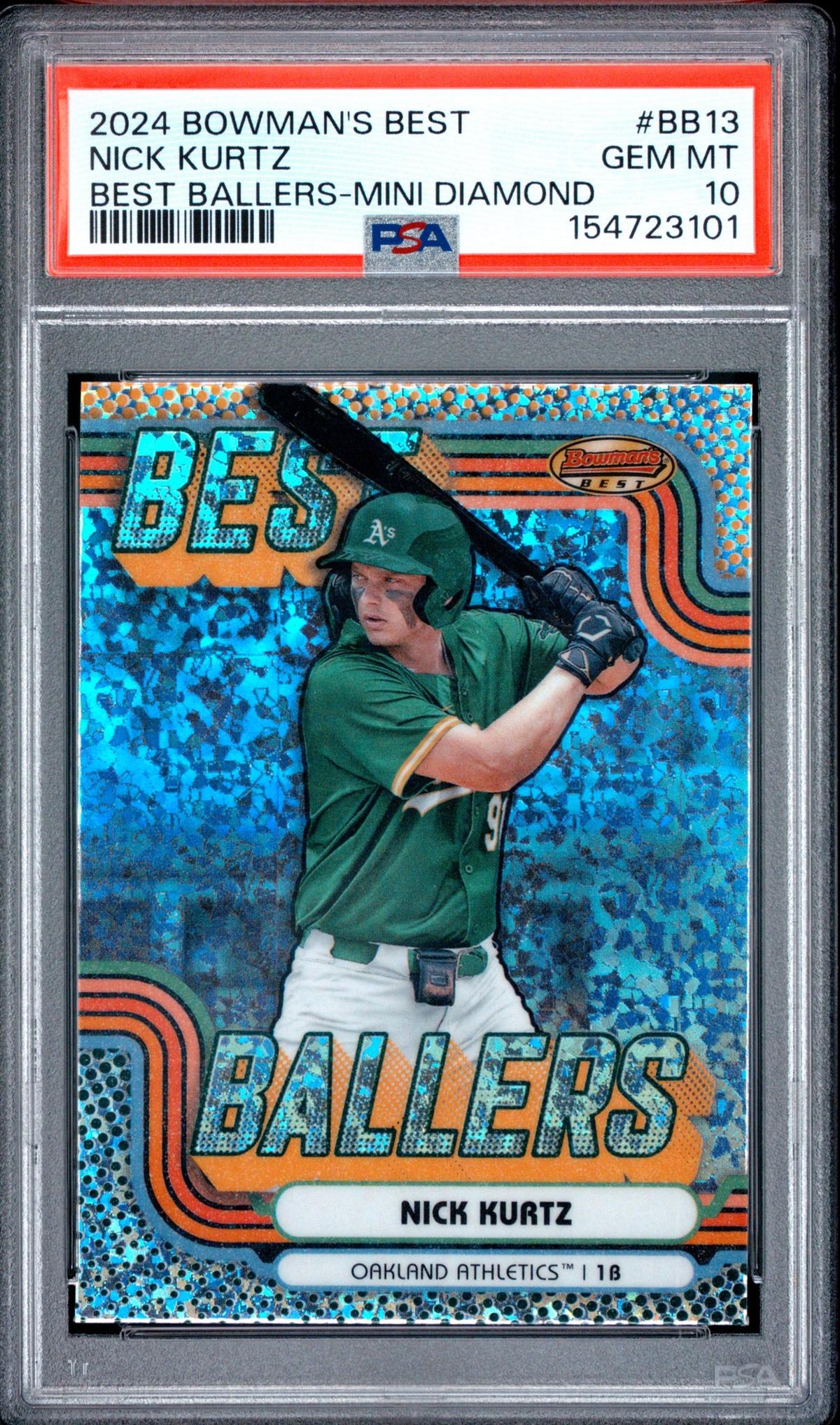 2024 BOWMAN'S BEST BEST BALLERS BB13 NICK KURTZ MINI DIAMOND PSA 10