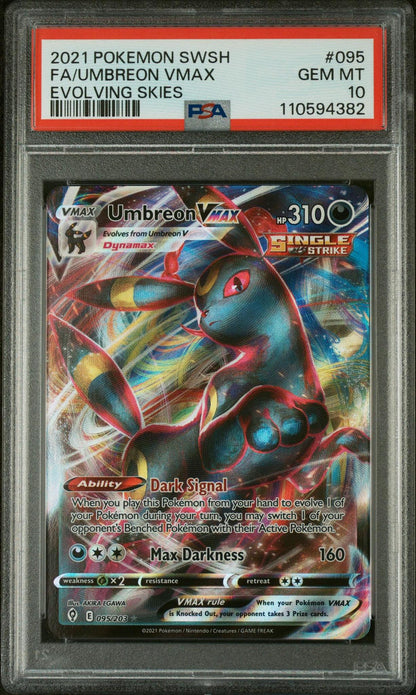 2021 Pokemon SWSH Full Art Umbreon Vamx Evolving Skies PSA 10