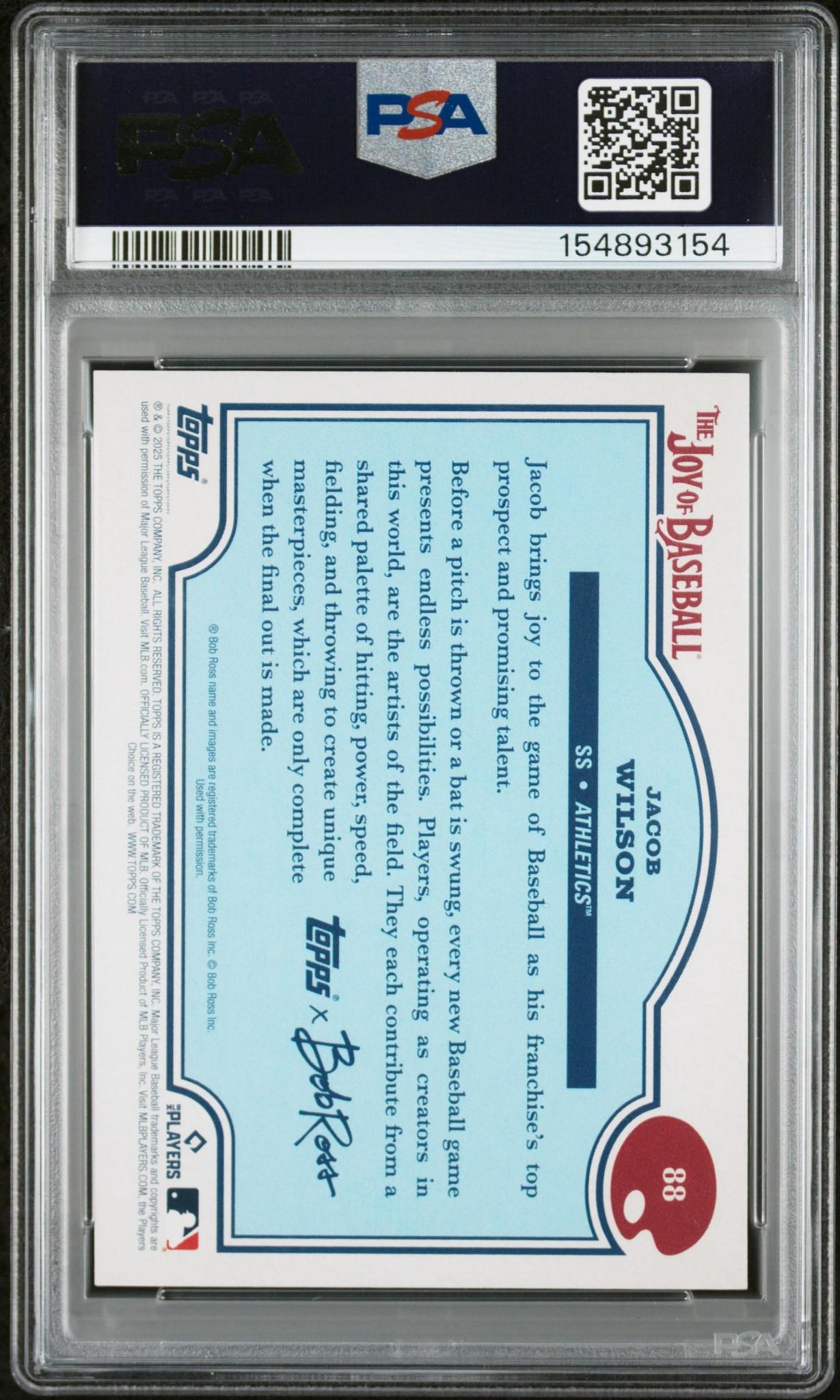 2025 TOPPS X BOB ROSS THE JOY OF BASEBALL 88 JACOB WILSON SAP GREEN PSA 10