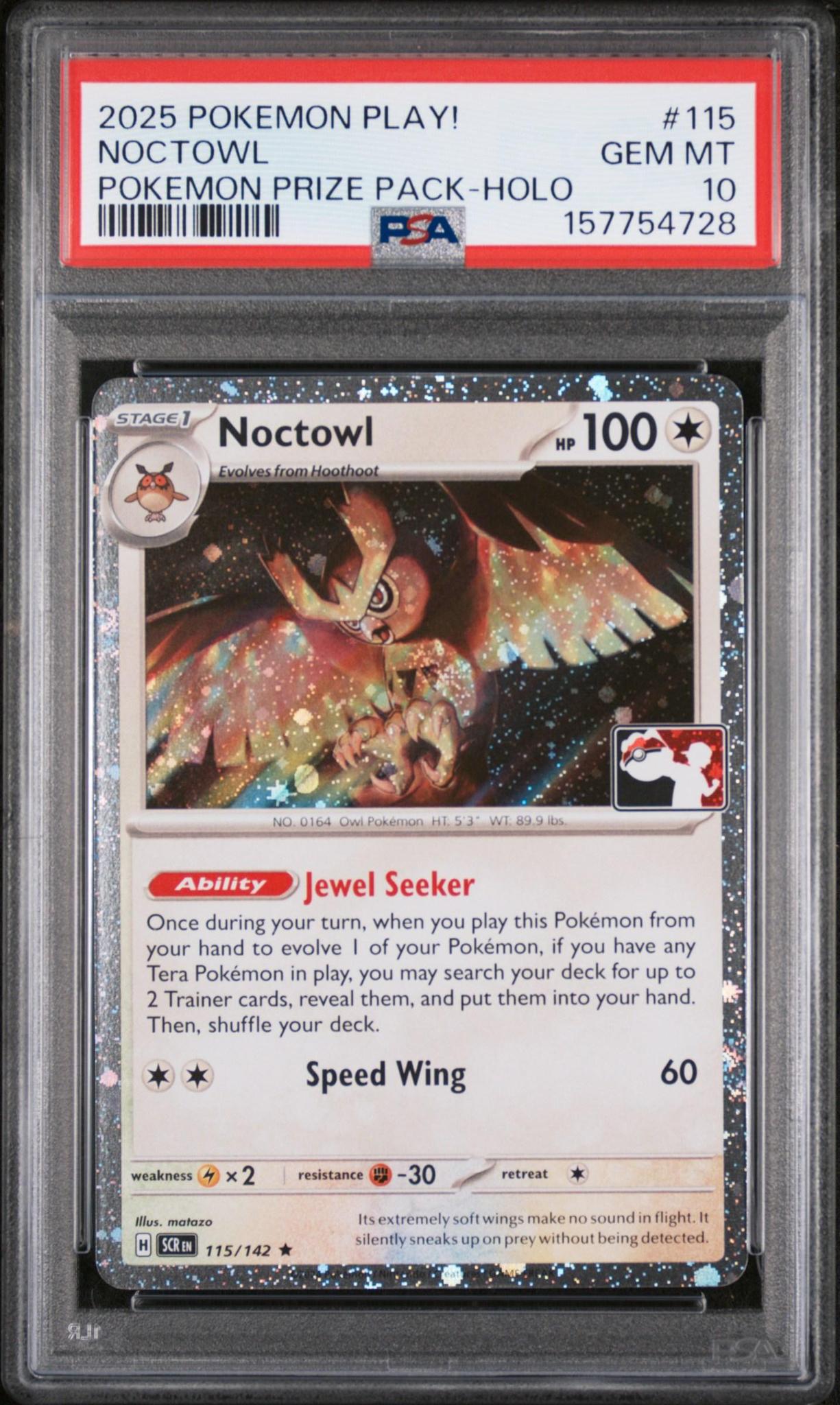 2025 POKEMON PLAY POKEMON PRIZE PACK 115 NOCTOWL HOLO