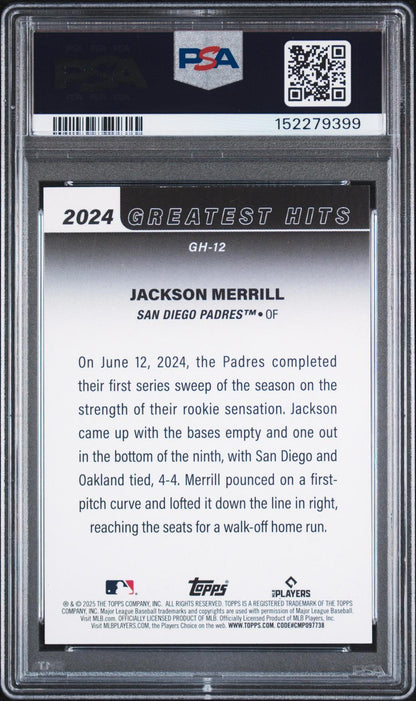 2025 Topps 2024 Greatest Hits #GH12 Jackson Merrill PSA Authentic