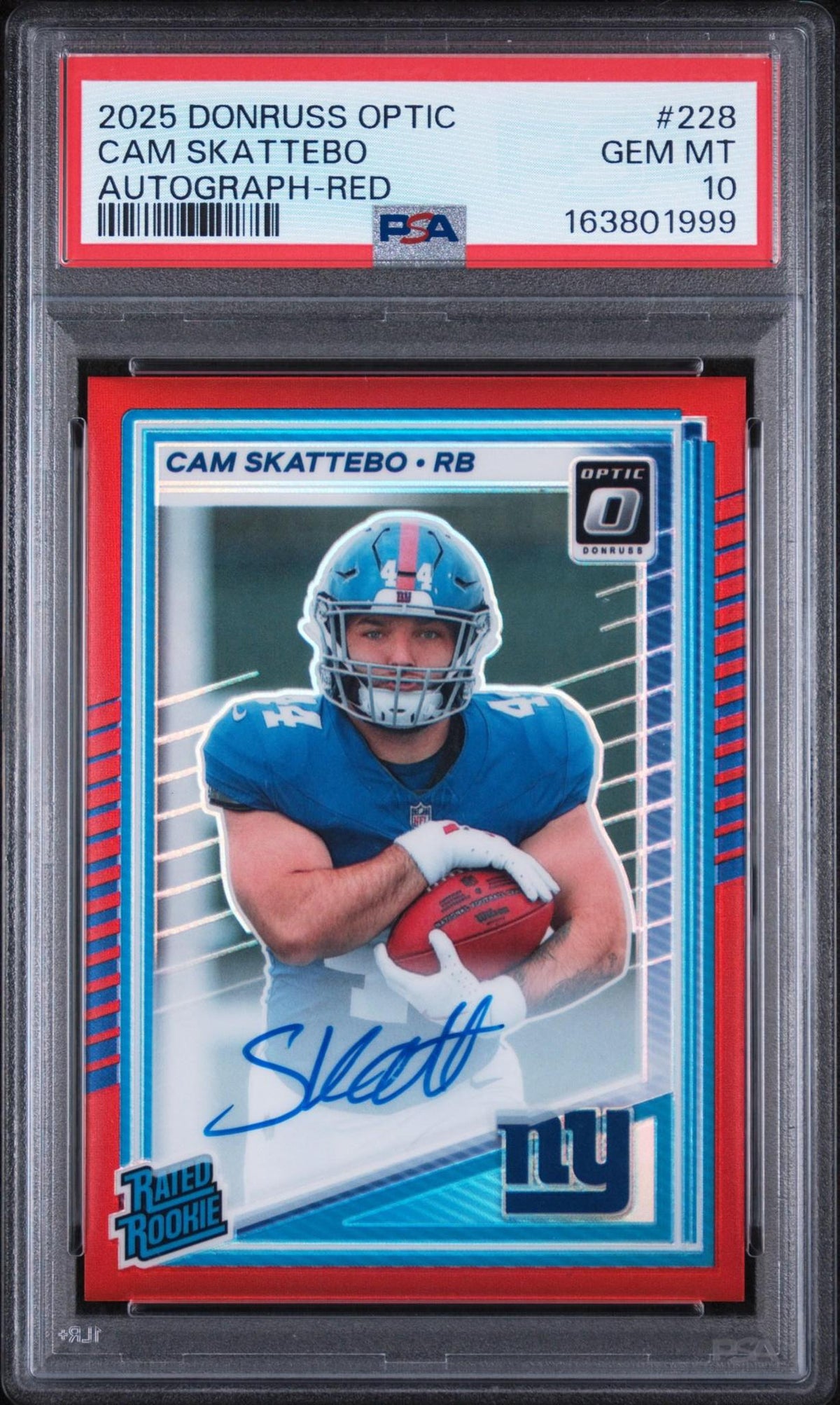 2025 PANINI DONRUSS OPTIC 228 CAM SKATTEBO AUTOGRAPH-RED PSA 10