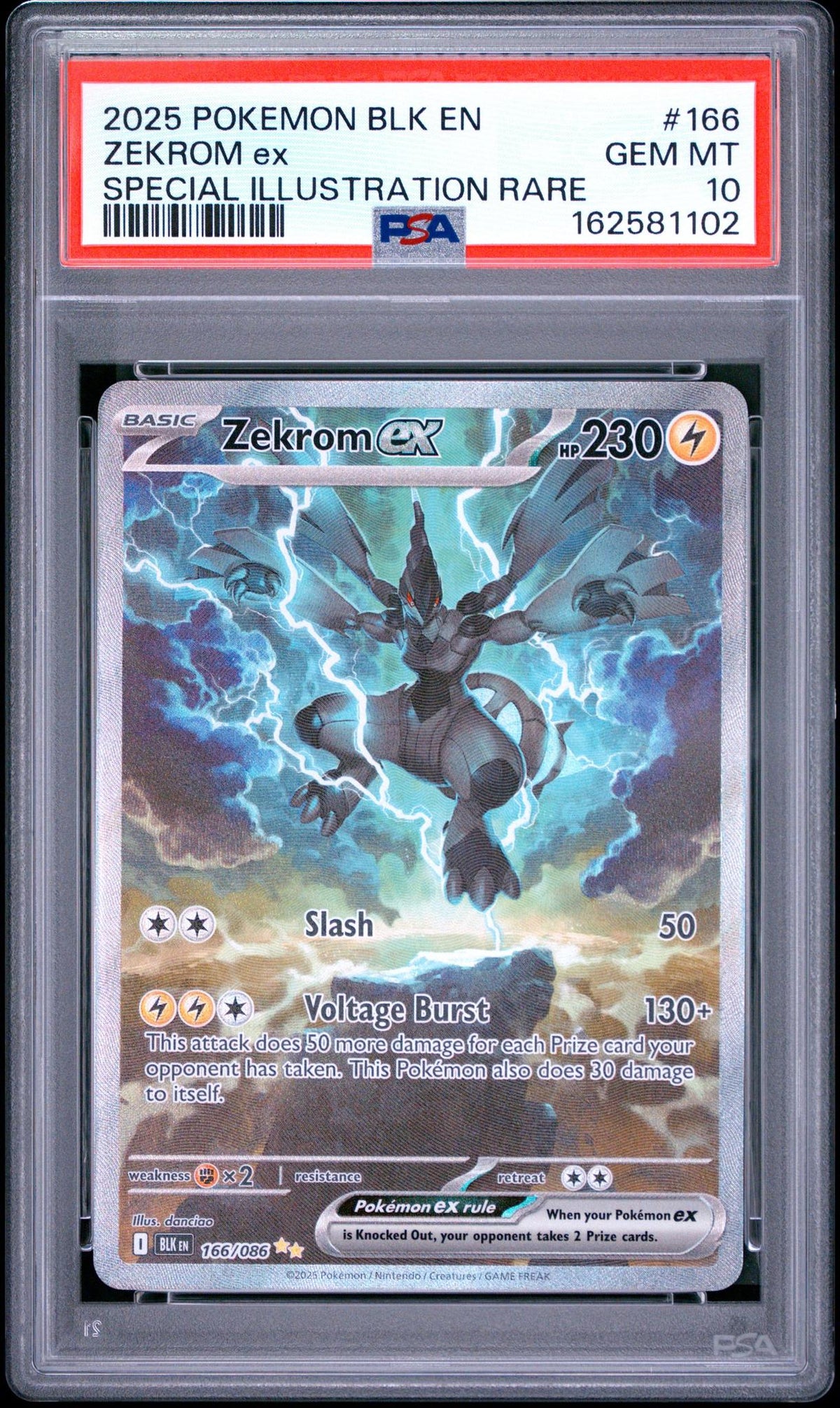 2025 POKEMON BLK EN-BLACK BOLT #166 ZEKROM ex SPECIAL ILLUSTRATION RARE PSA 10
