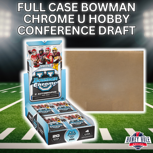 FULL CASE 2025 Bowman Chrome U Football Hobby (12 Boxes) - Conference Draft Break #1263