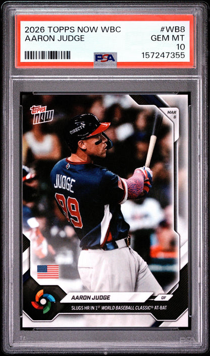 2026 TOPPS NOW WORLD BASEBALL CLASSIC #WB8 AARON JUDGE PSA 10