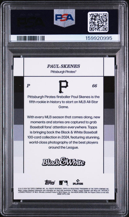 2024 TOPPS BLACK AND WHITE 66 PAUL SKENES YELLOW PSA 10
