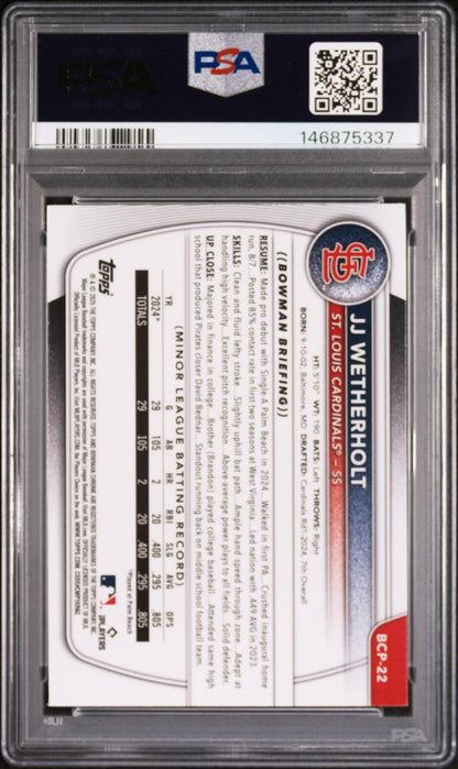 2025 Bowman JJ Wetherholt #22 Prospects Mojo PSA 10