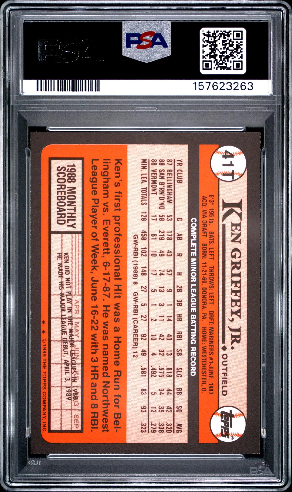 1989 TOPPS TRADED 41T KEN GRIFFEY JR. PSA 10