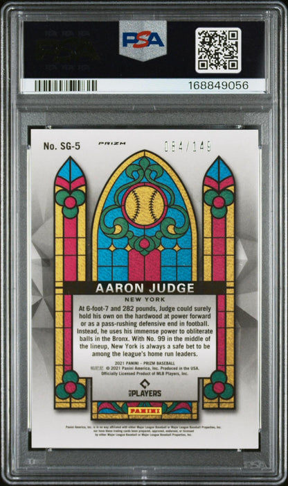 2021 PANINI PRIZM STAINED GLASS SG-5 AARON JUDGE RED MOJO PSA 10