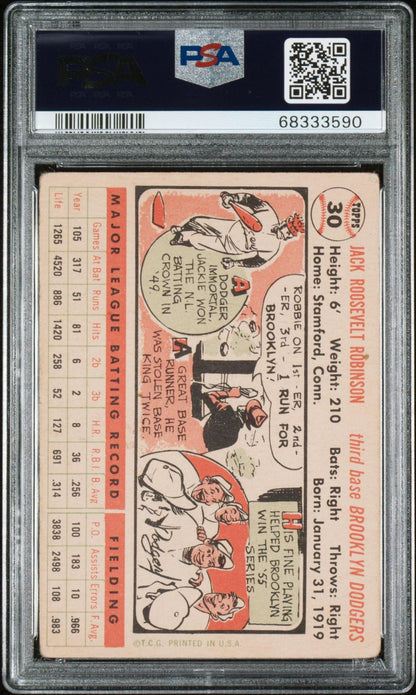 1956 Topps #30a Jackie Robinson : White Back PSA 1