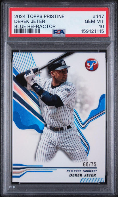 2024 TOPPS PRISTINE 147 DEREK JETER BLUE REFRACTOR PSA 10