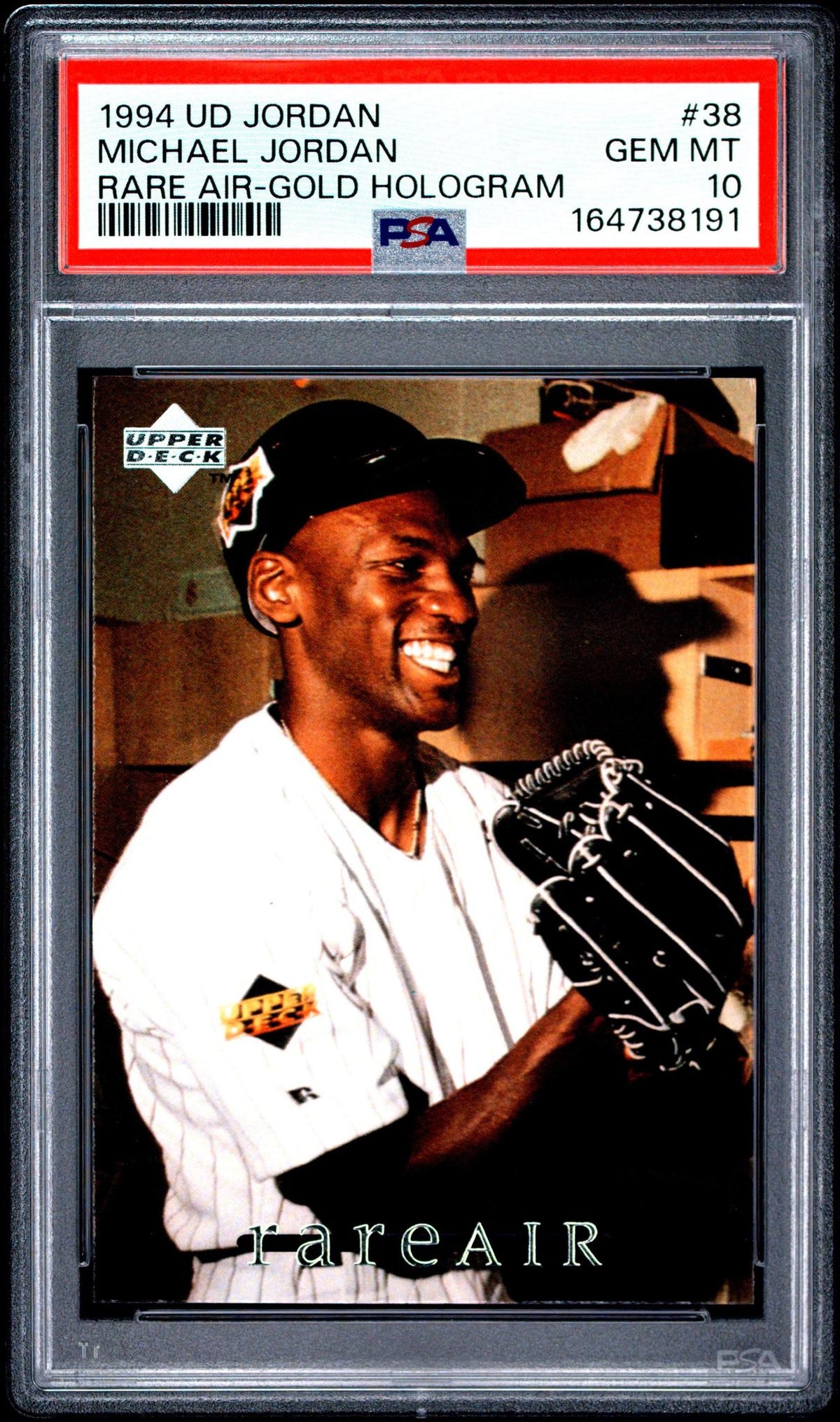 1994 UPPER DECK MJ RARE AIR 38 MICHAEL JORDAN GOLD HOLOGRAM PSA 10