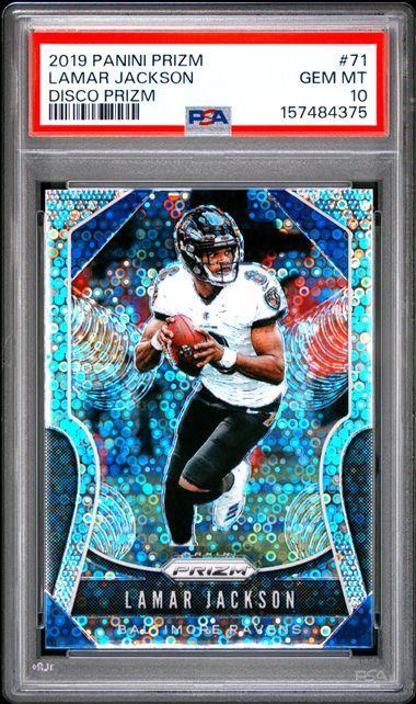 2019 PANINI PRIZM #71 LAMAR JACKSON DISCO PRIZM PSA 10