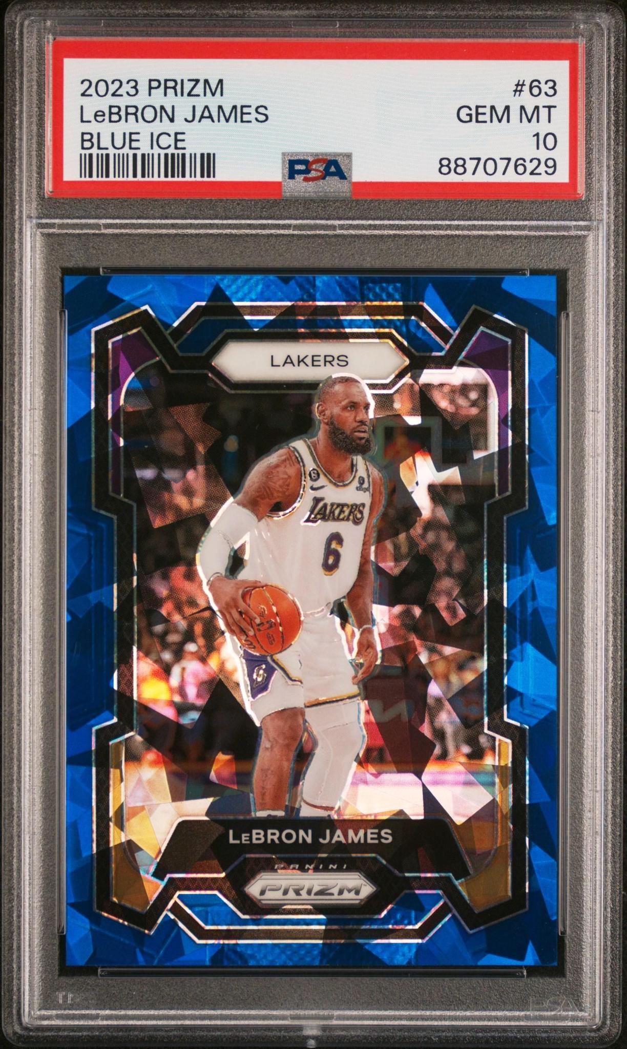 2023 Panini Prizm 63 Lebron James Blue Ice PSA 10