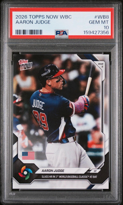 2026 Topps Now World Baseball Classic WB8 Aaron Judge PSA 10